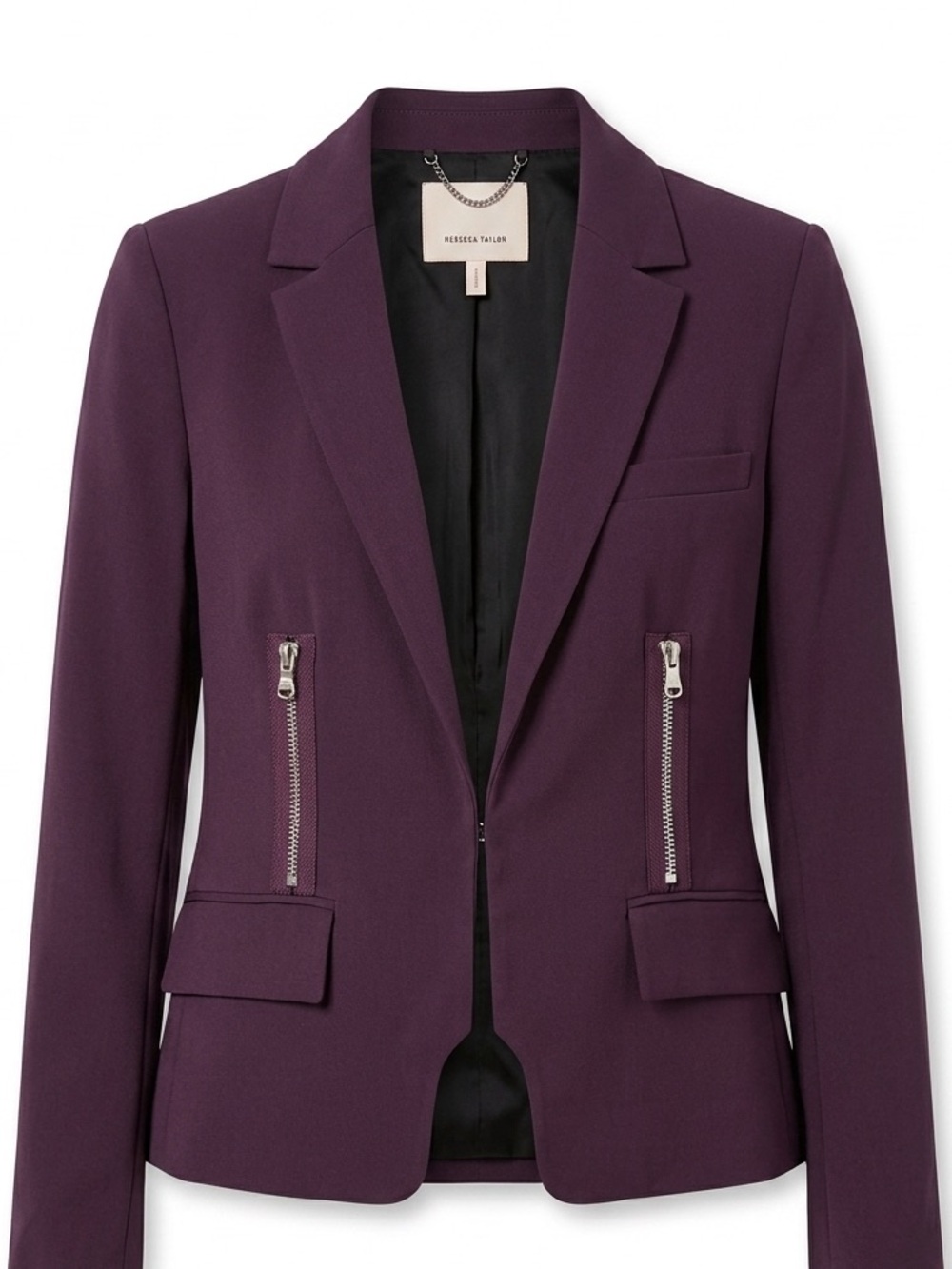 Rebecca Taylor Plum Purple Zip Detail Blazer - Size 10 M Work Fall Essential